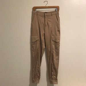 Zara S Cargo Khaki Sateen Pants